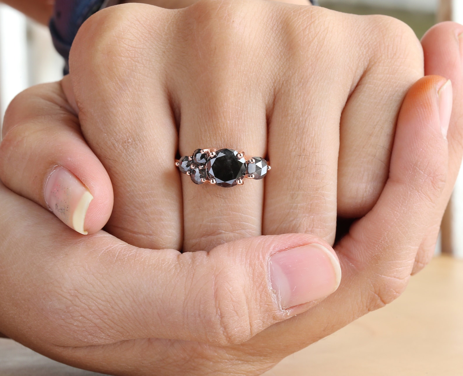 2.60 CT Salt And Pepper Ring Engagement Ring Round Brilliant Etsy