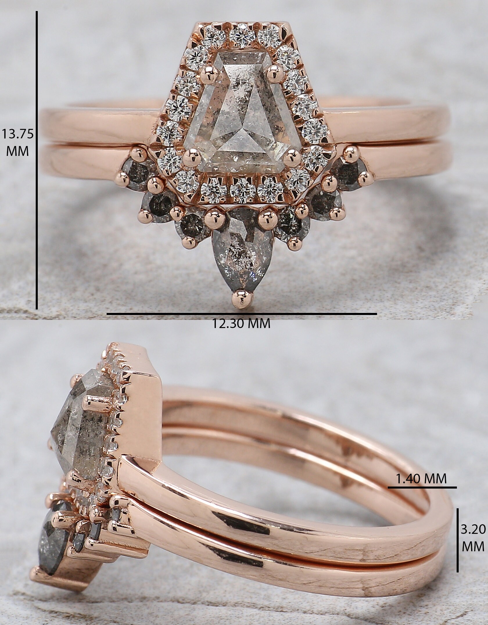 コフィンカット ソルト＆ペッパー ダイヤモンドリング 0.78