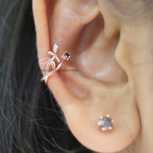 Ear Cuff Earrings, Ear Wraps, Earring Cuffs, Natural Diamond Ear Cuff, No Piercing Ear Cuff, 14K Gold Diamond Ear Cuff, Gold Ear Wrap KD1071