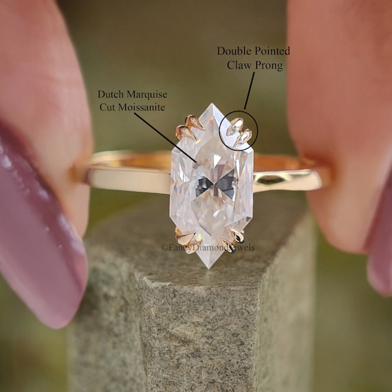CT Dutch Marquise Engagement Ring Colorless Moissanite Ring