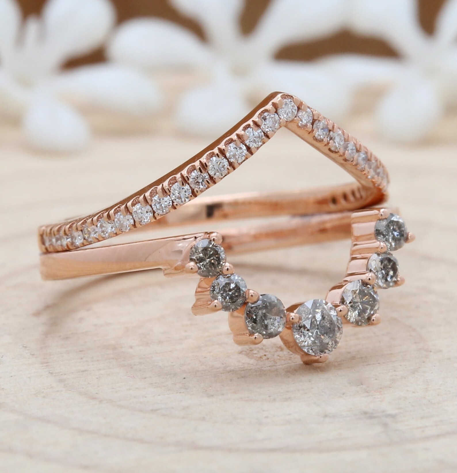 Salt And Pepper Diamond Band White Diamond Band Round Etsy