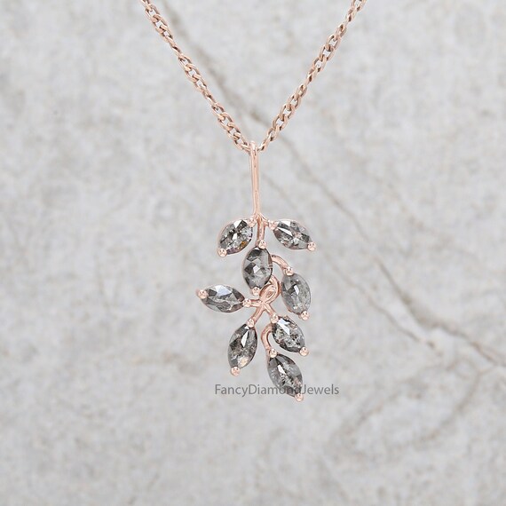 Marquise Salt and Pepper Diamond Pendant Unique Diamond Pendant