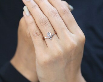 ペアシェイプカット ソルト＆ペッパー ダイヤモンドリング 0.83