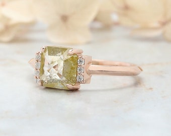 エメラルドカット イエローカラー ダイヤモンドリング 1.69カラット