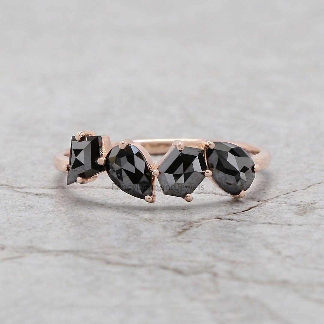 Mix Shape Black Color Diamond Ring 0.90 Ct 5.80 MM Mix Shape Diamond ...