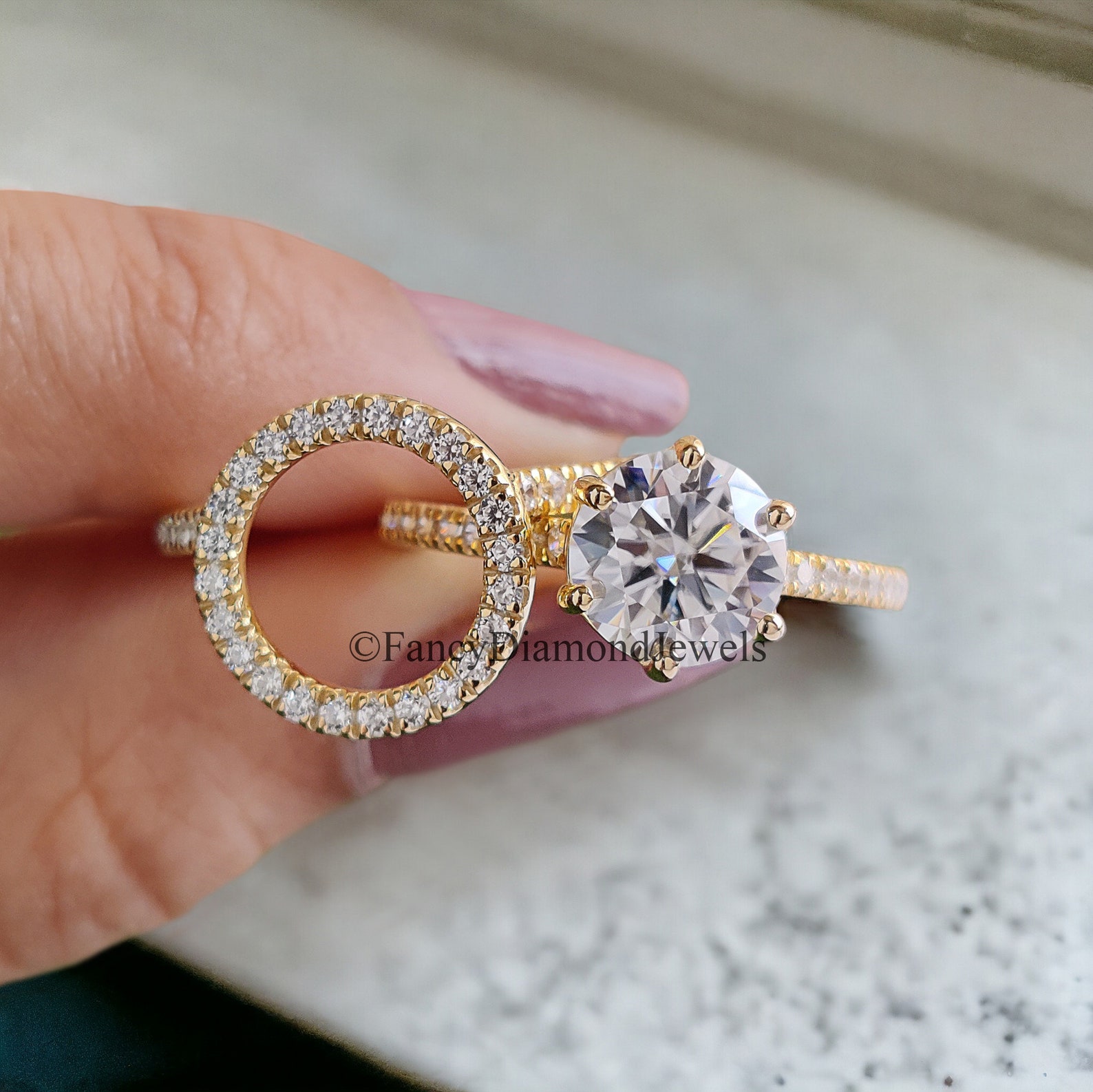 Halo engagement ring with guard wrap enhancer