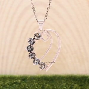 Round Rose Cut Salt And Pepper Diamond Pendant, Unique Diamond Pendant, Round Rose Cut Diamond Pendant, Dangling Diamond Pendant, KDK1379