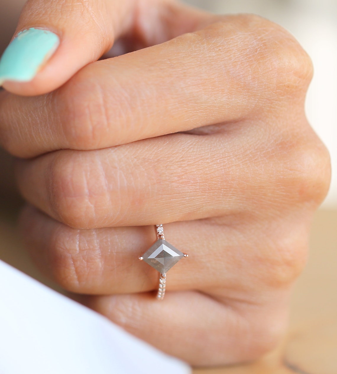 Bague diamant sel et poivre 1.50 CT bague en diamant kite Etsy