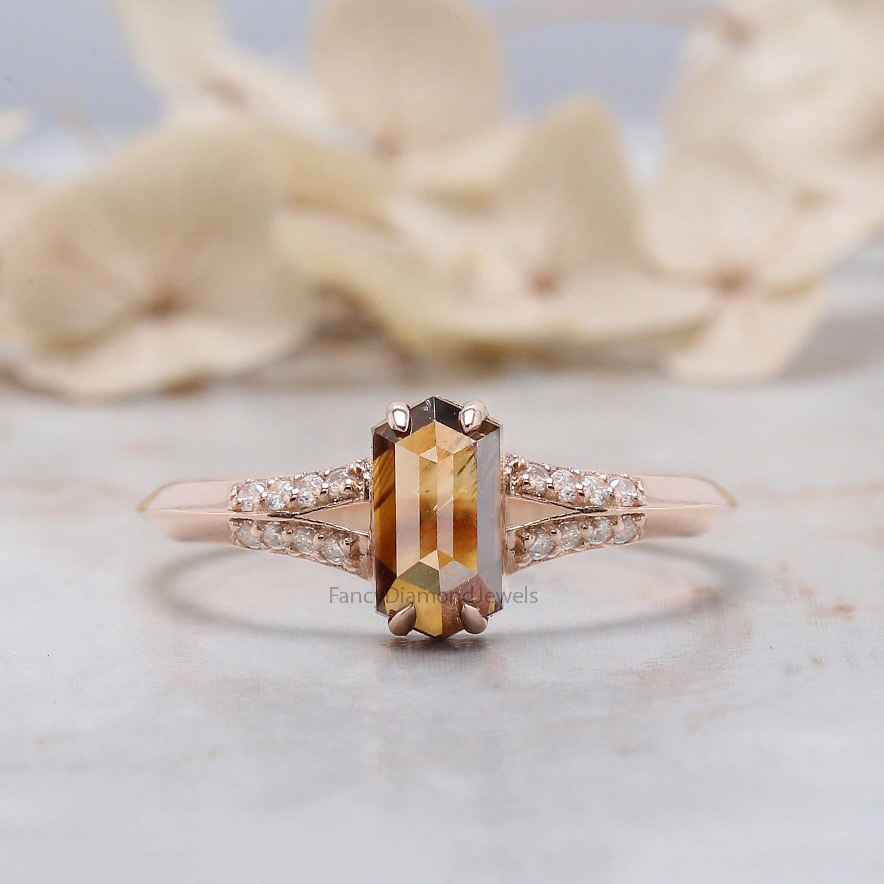 Hexagon diamond ring deals