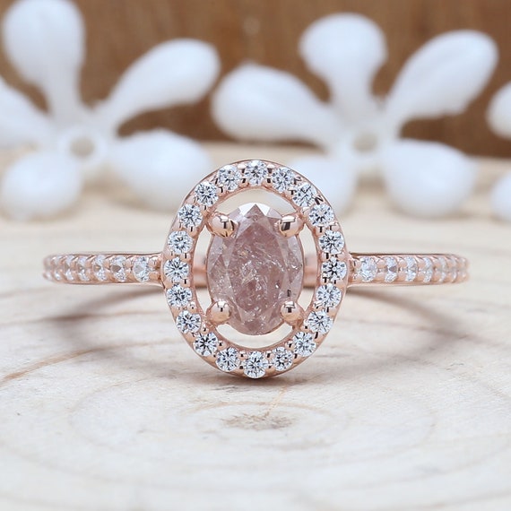 0.66 CT Pink Diamond Ring Oval Cut Diamond Ring Engagement | Etsy