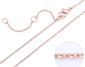 Vente en gros 6 PCS 14K Rose Gold Plated Brass Cable O Chain Necklace Thin Dainty Finished Chain Bulk for Jewelry Making (1 MM)