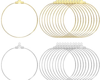 100PCS Round Beading Hoop Earring Finding Components with Loops, 30mm Earring Making Hoops for Gifts Craft Jewelry Making