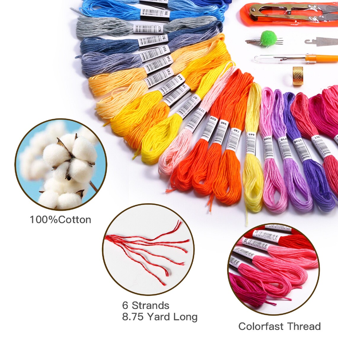 50 Skeins Embroidery Floss Rainbow Color Cross Stitch Etsy