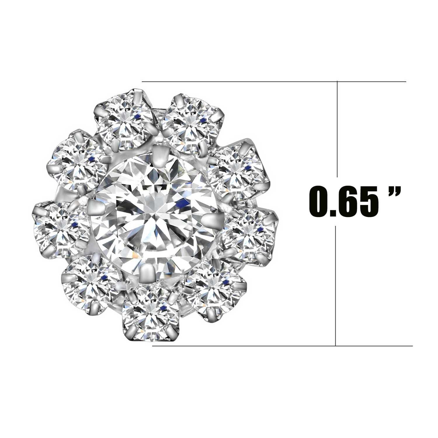 24PCS Clear Rhinestone Buttons Silver Metal Crystal Glass Buttons ...