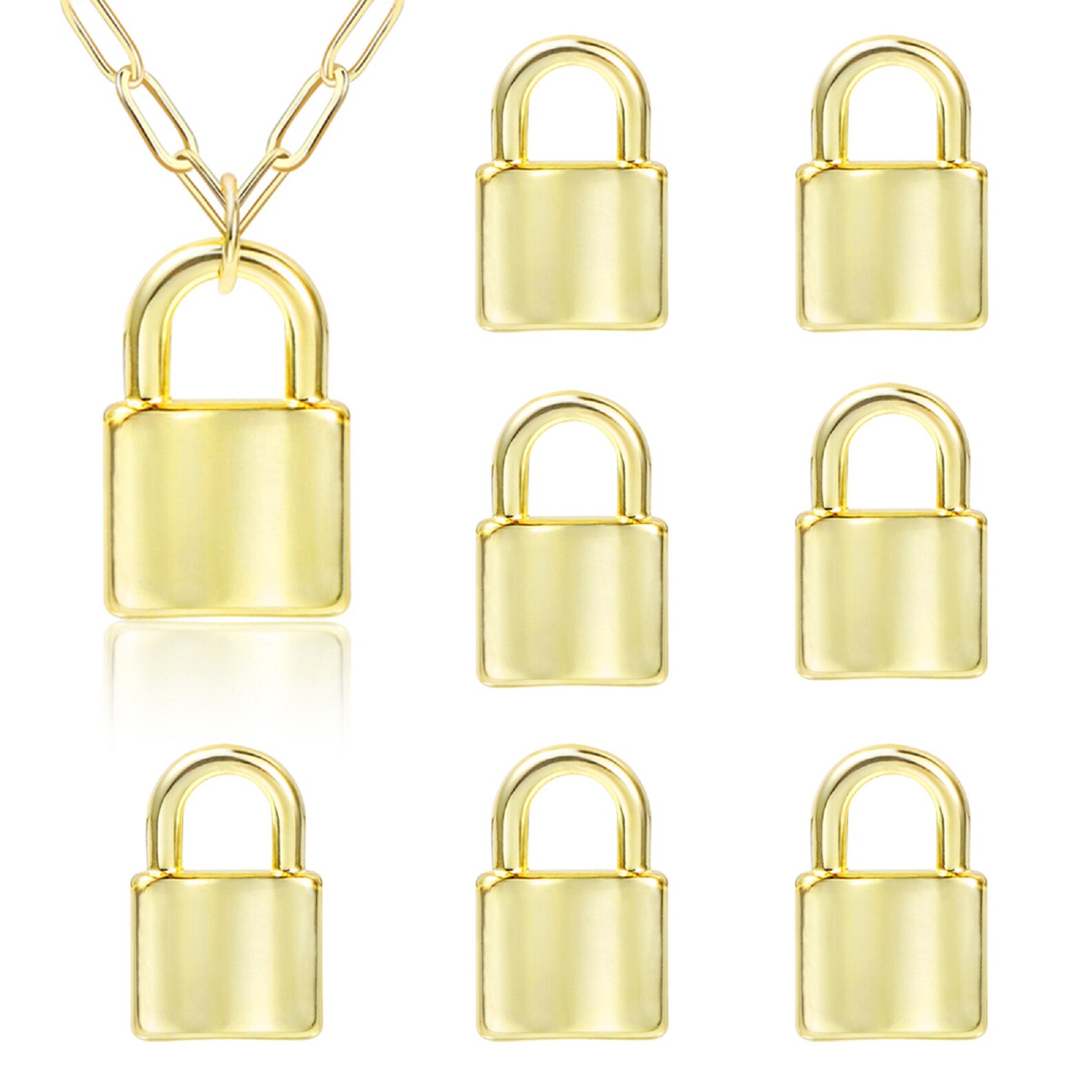 8PCS Gold Lock Pendant Charms Stainless Steel Padlock Charm Etsy