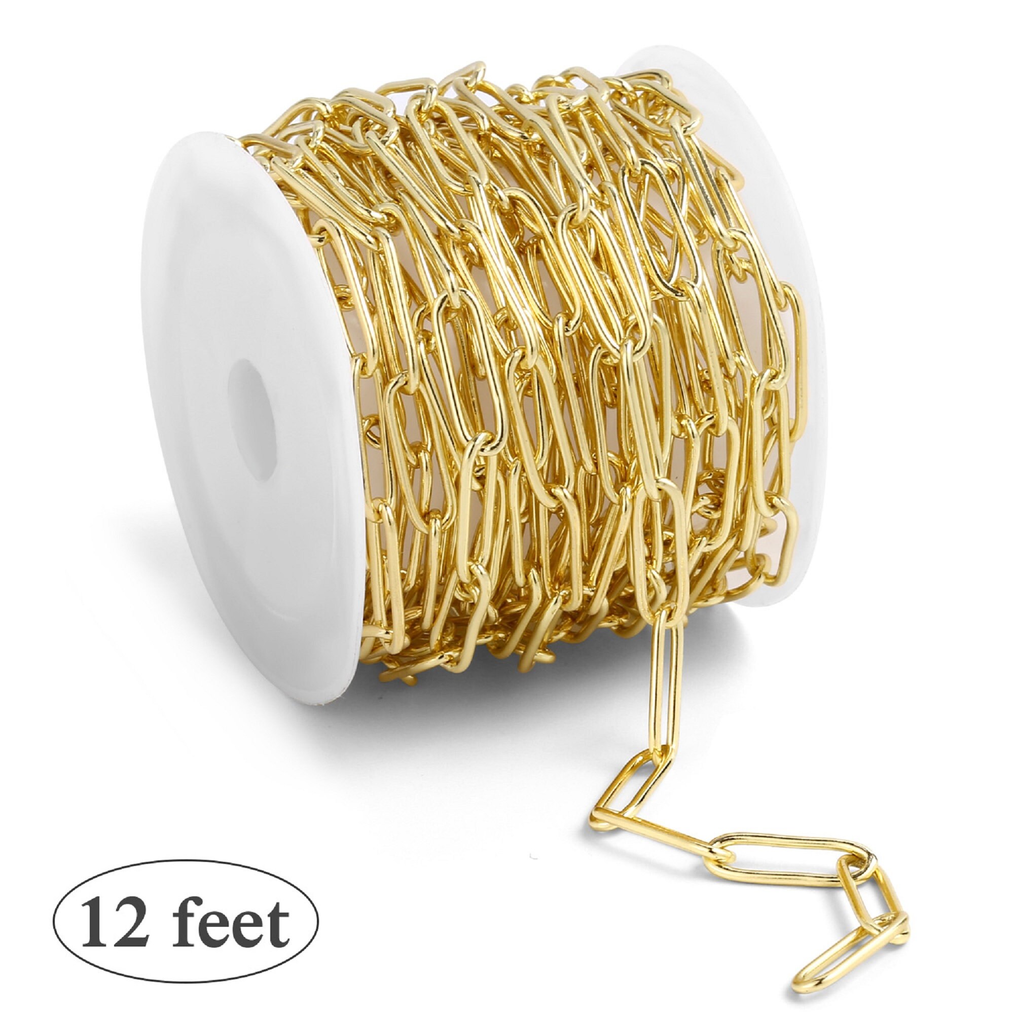  12 Feet Thick Gold Oval Paperclip Chains for Jewelry Making 14K  Gold Plated Paperclip Chain Oval Link Chain Bulk : Arts, Crafts & Sewing