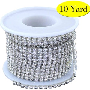10 Yard Clear Crystal Rhinestone Chain 2.8MM Silver Close Trim Cup Chain Bulk for Craft Jewelry Making