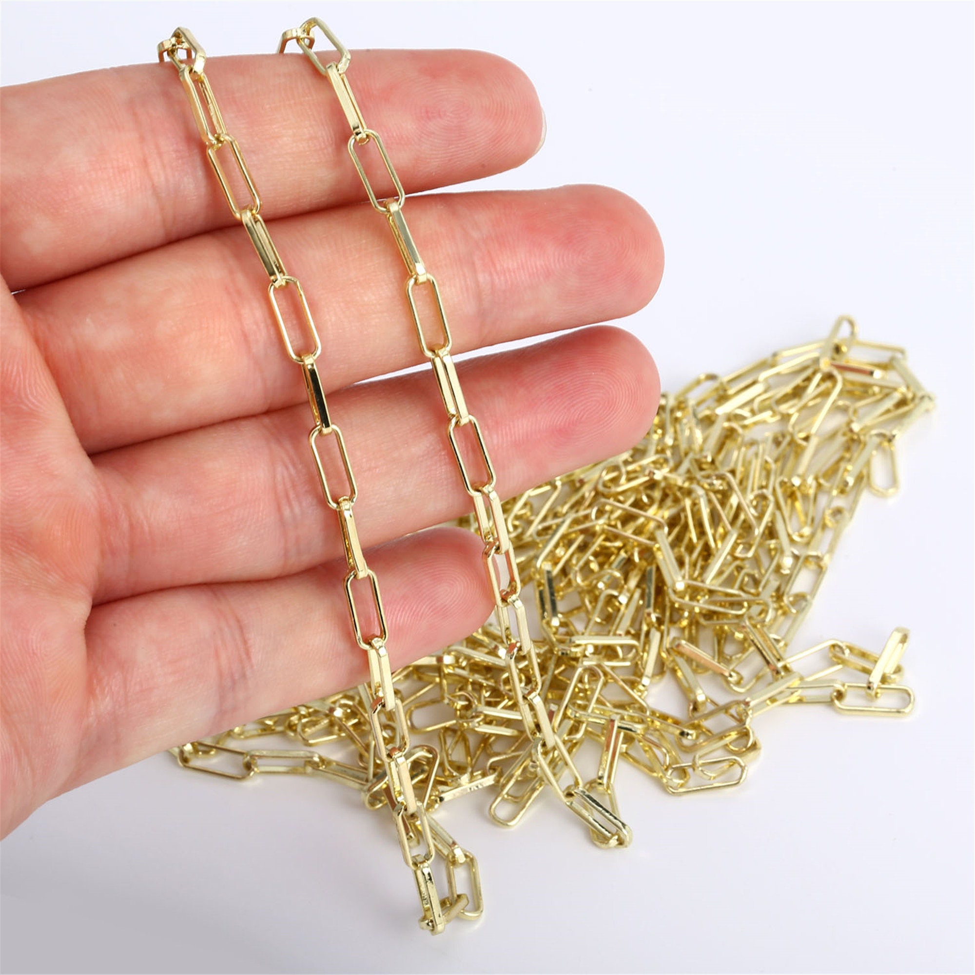  Wholesale 6PCS 14K Gold Plated Brass Box Chain