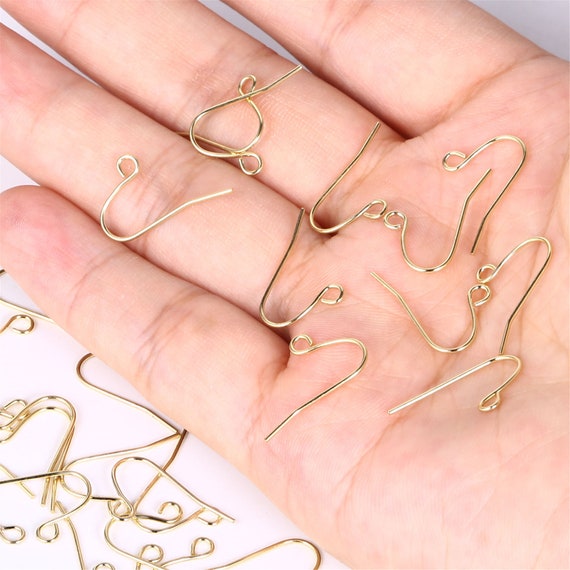 100pairs 14K Gold Plated Brass Earrings Hooks, Wires Fish Hooks
