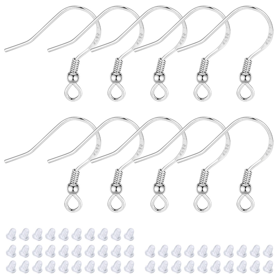 10PCS 925 Sterling Silver Earring Hooks With 50pcs Earrings Etsy