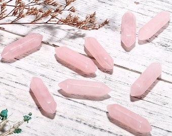 Wholesale 10PCS Natural Rose Quartz Crystal Charms DIY Love Stone Crystal Point Charms For Jewelry Making