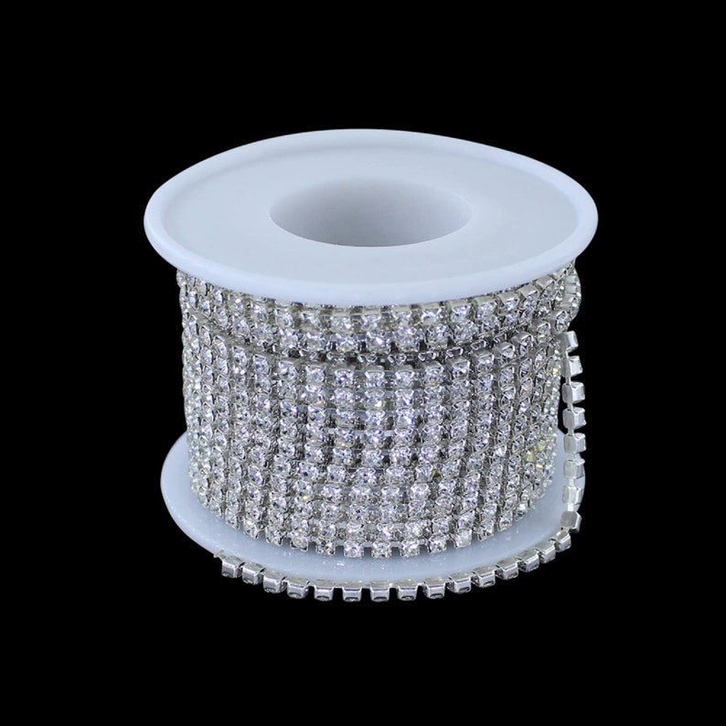 Clear Crystal In Silver Chain Grade A World Class Rhinestone Cup Chain Trimming