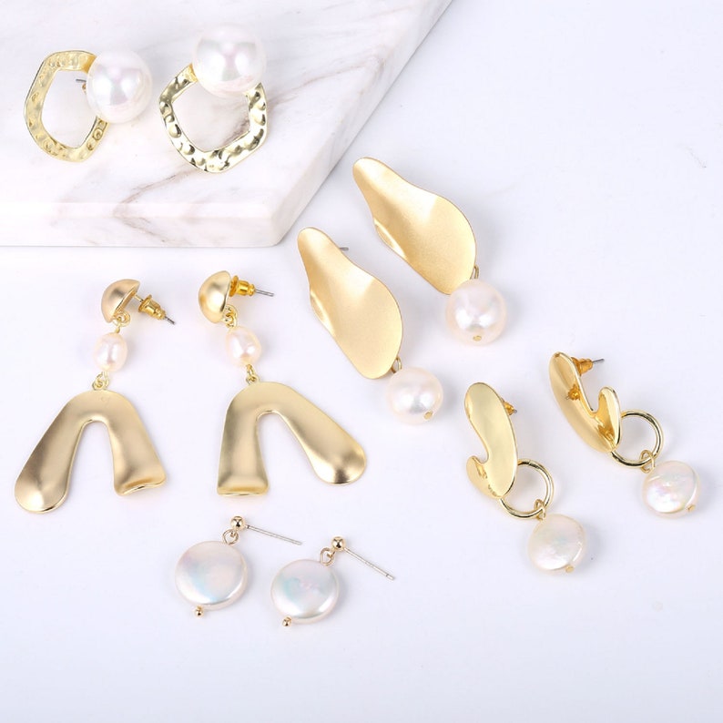 6PCS Flat Freshwater Pearls Pendant,Baroque Pearl Pendant Charms for Pearl Earring Necklace Making