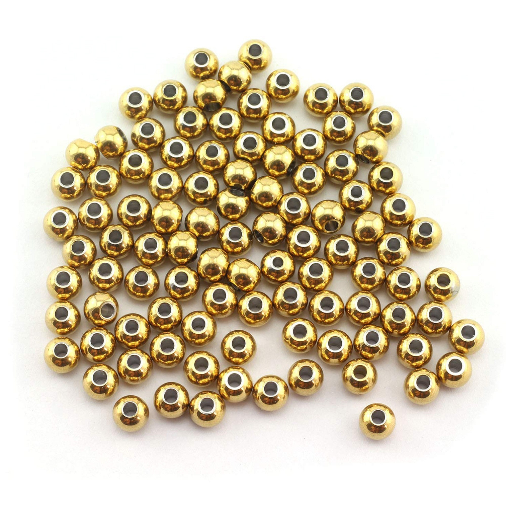 200PCS Stainless Steel Gold Plated Beads 4mm Round Etsy