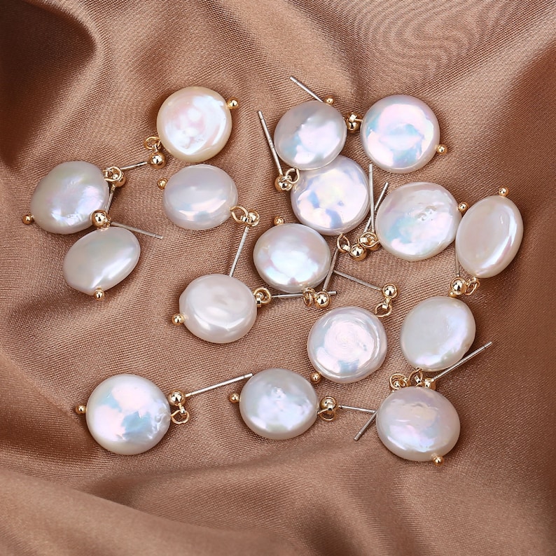 6PCS Flat Freshwater Pearls Pendant,Baroque Pearl Pendant Charms for Pearl Earring Necklace Making