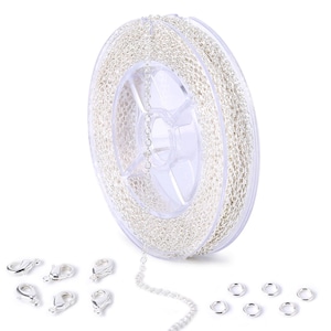 Wholesale Silver Plated Solid Brass O Chain for Necklace, Cable Chain Bulk for Jewelry Making (2MM)