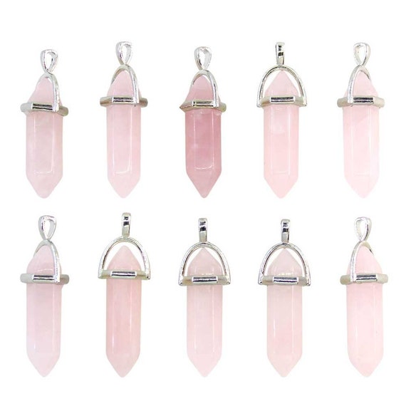 Wholesale Rose Quartz Pendant Healing Crystal Point Stone Bulk Charms for Necklace Jewelry Making Etsy