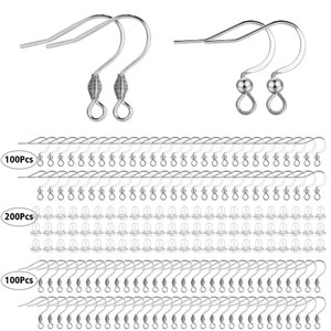 200pcs Ohrring Haken mit 200pcs weiche Ohrring Rücken, Edelstahl Fishhook mit Kugel Ohrdraht, Kugel Spule Ohrringe