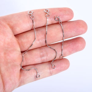 925 Sterling Silver Necklace Extender 3PCS 1mm Adjustable 2" 3" 4" Extension Chain with Lobster Clasps for DIY Necklace Chain Jewelry Making