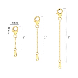 14K Gold Plated Sterling Silver Extension Chains, Cable Chain Extenders for Necklace Jewelry Making(1 2 3 inch)