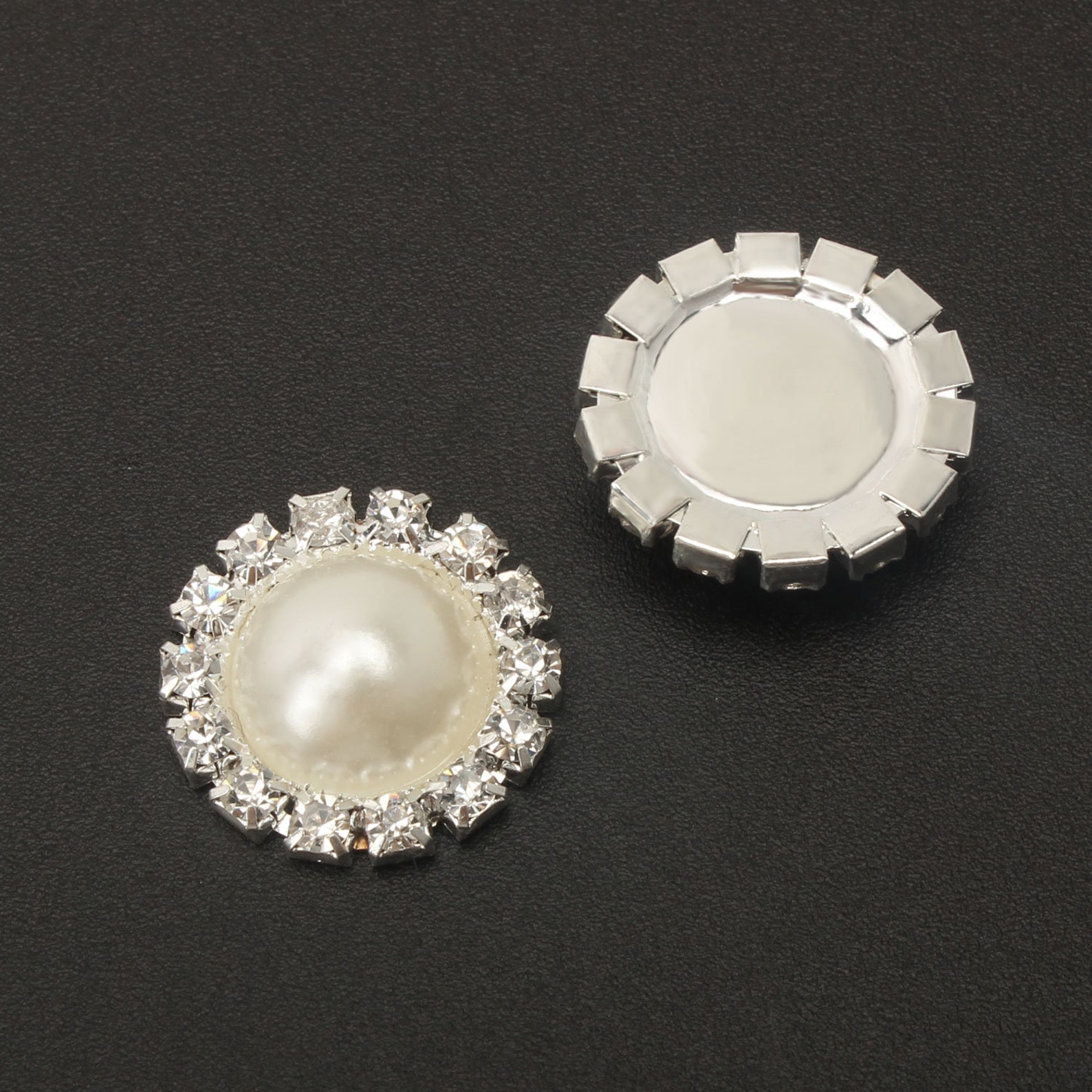 Wholesale 20 PCS Round Crystal Ivory Pearl Rhinestone Buttons Bulk，18mm ...