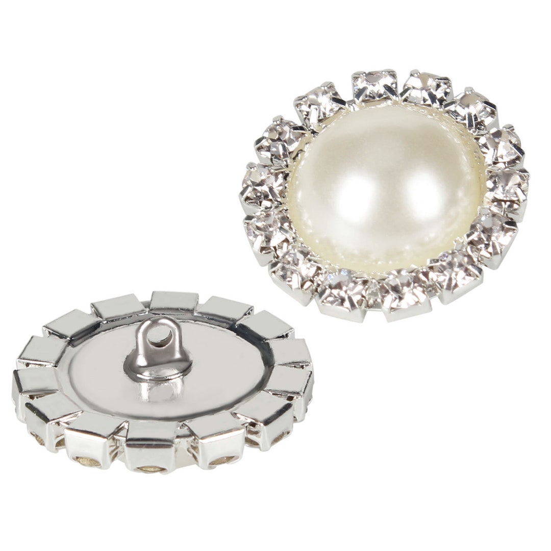 Wholesale 20 PCS Round Crystal Ivory Pearl Rhinestone Buttons Bulk，18mm ...
