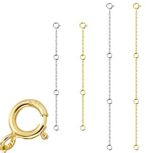 Adjustable 4PCS 925 Sterling Silver Extender Chain Gold Plated Necklace Extension with Lobster Clasps Connector 4&quot; 6&quot; for Jewelry Making