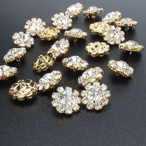 Wholesale 24PCS Clear Rhinestone Buttons, Super Bling Metal Glass ...