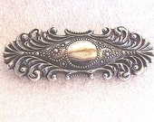 Art Nouveau Silver Brooch - Stylish Silver Pin in Classic Curved Lines of the Art Nouveau Style - Unmarked Silver Scroll Bar Pin
