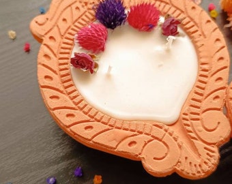 Peacock Deepam xxl, bougie en terre cuite, dragées, idées cadeaux mariage, anniversaire