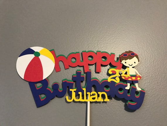 Joyeux Anniversaire Beach Ball Et Beach Boy Cake Topper Etsy France
