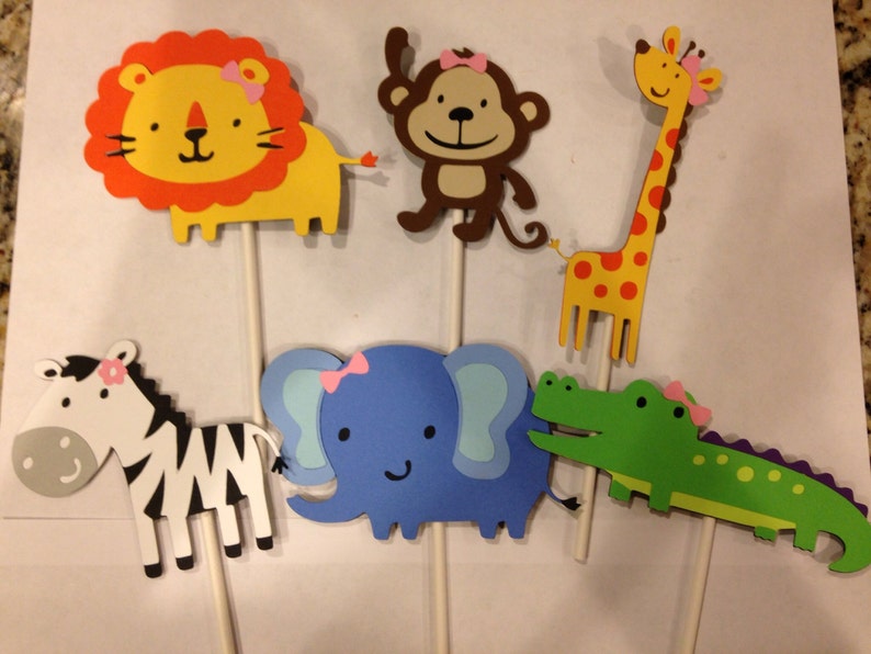 12 girl jungle animal cupcake toppers Etsy