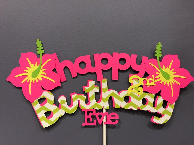 Happy Birthday Luau Cake Topper With Name and Age | Etsy