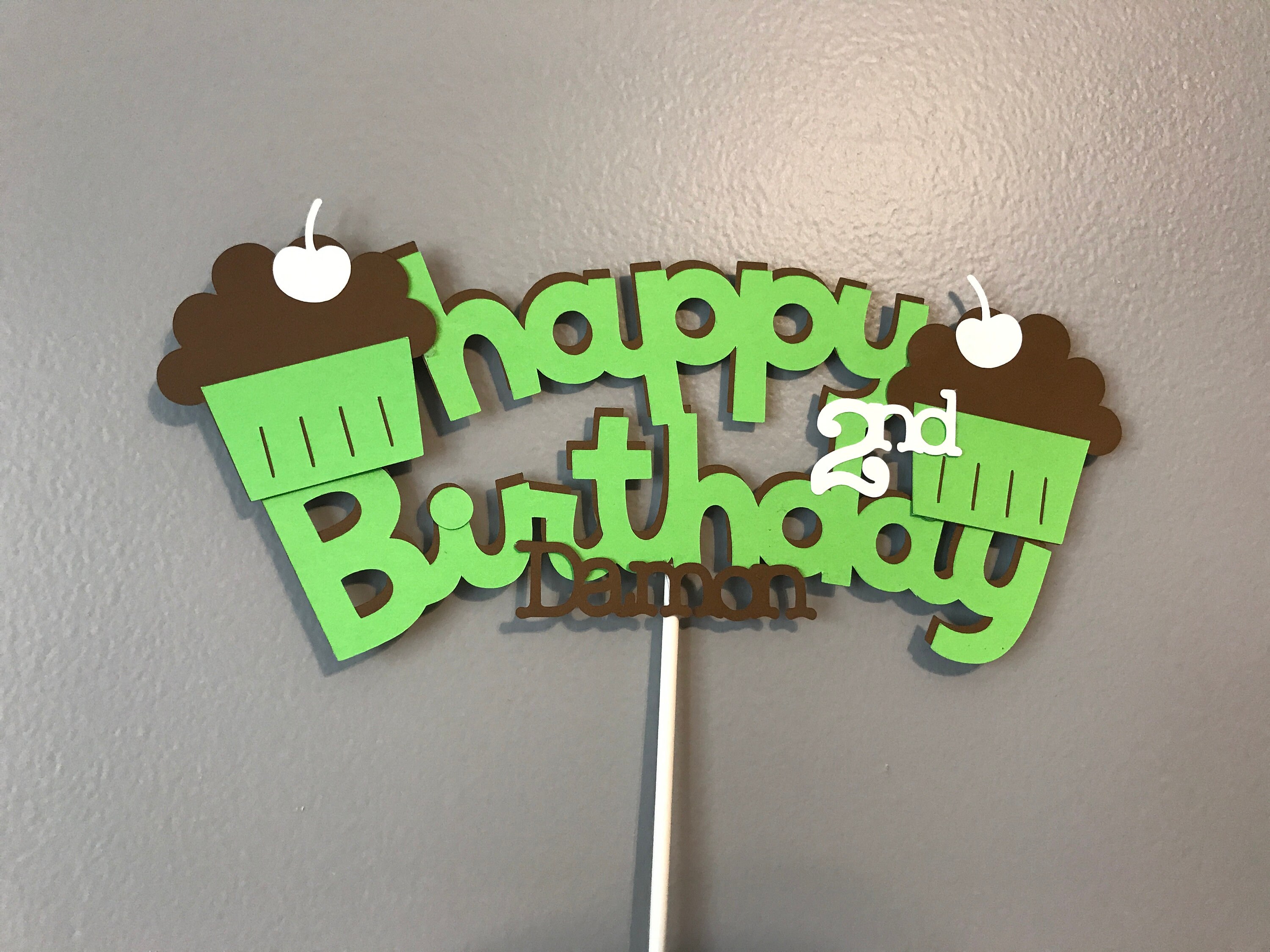 Boy Happy Birthday Cupcake Cake Topper with name and age | Etsy