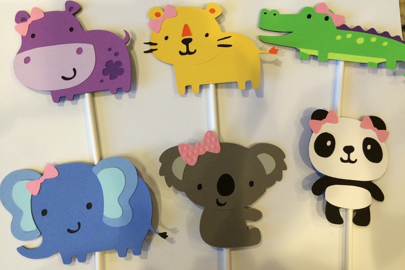 12 girl jungle animal cupcake toppers Etsy