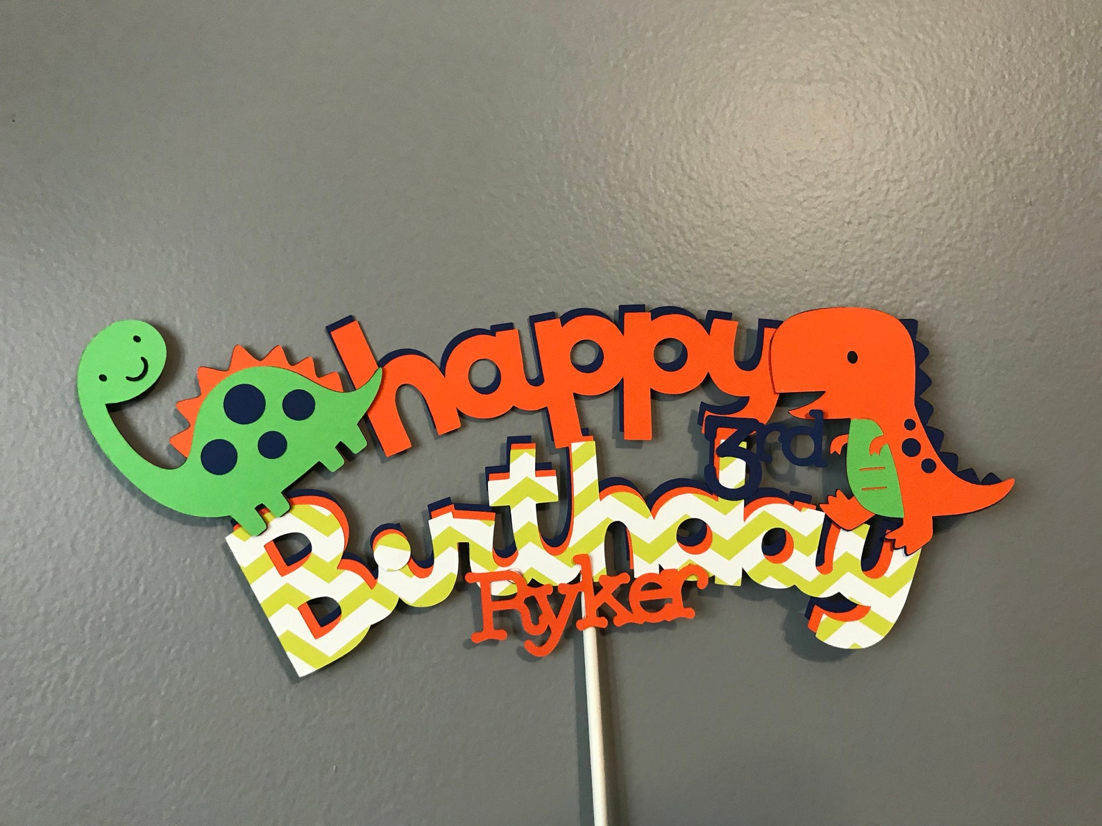 Happy Birthday Dinosaur Cake Topper With Added Name and Age - Etsy
