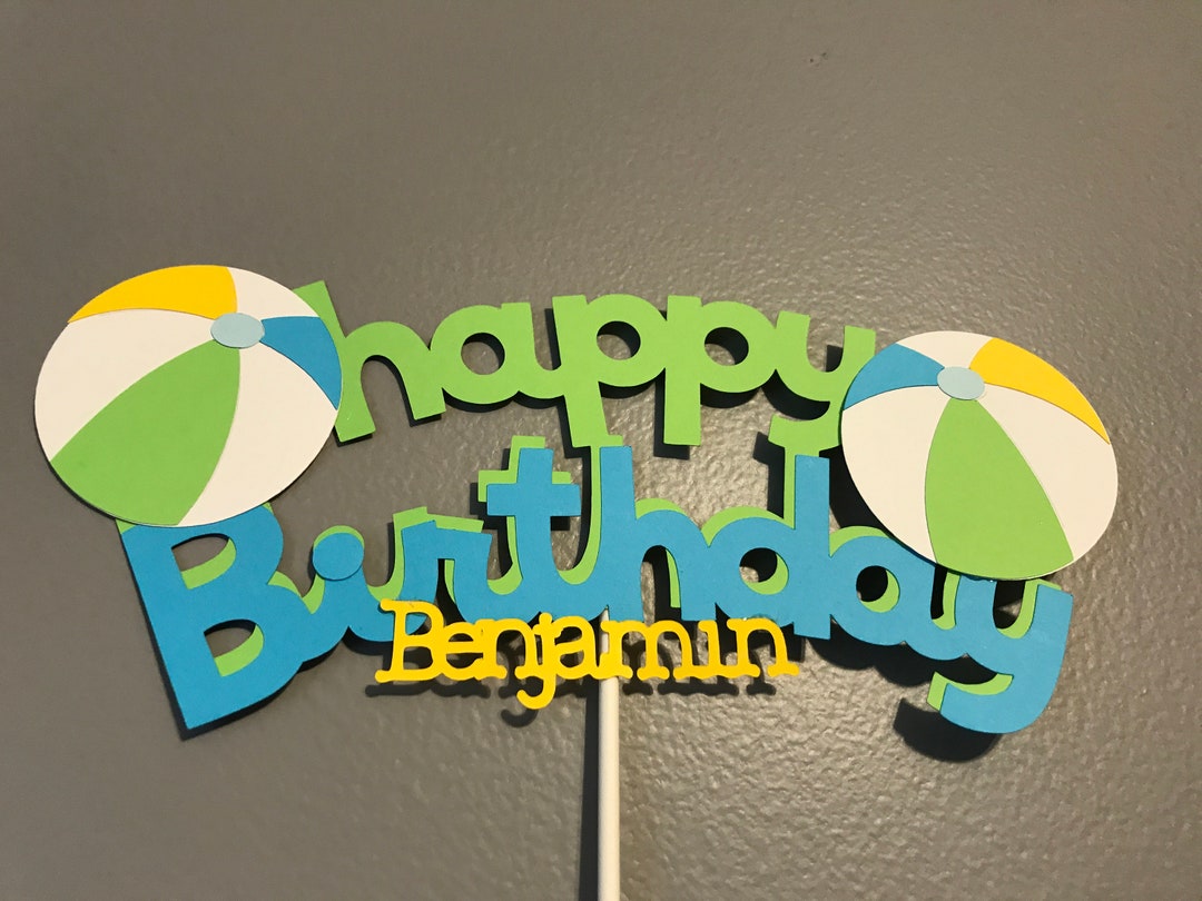 Happy Birthday Beach Ball Cake Topper - Etsy