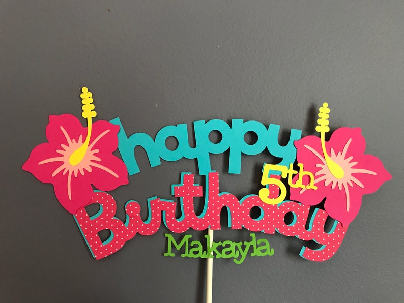 Happy Birthday Luau Cake Topper With Name and Age - Etsy