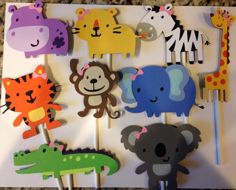 12 girl jungle animal cupcake toppers Etsy