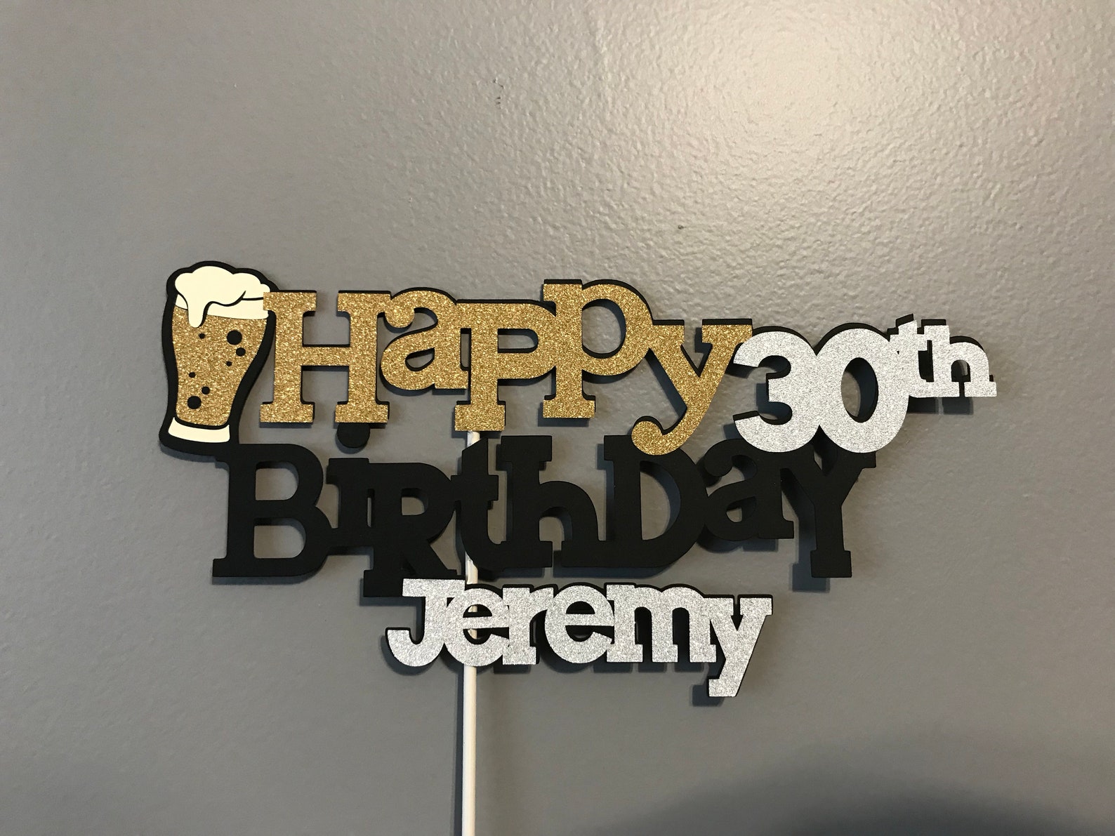 Happy 30th Birthday Cake Topper With Added Name can Be Made Etsy